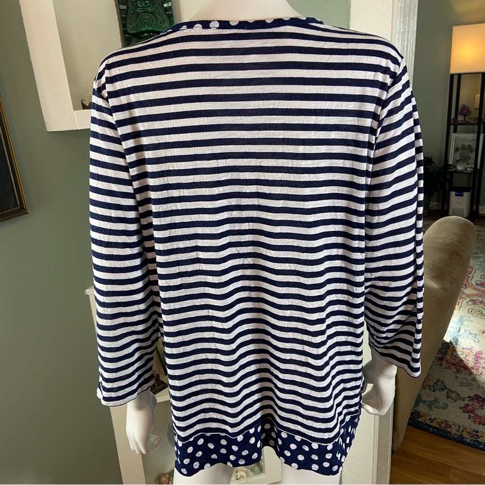FLAWS Chico's Sz 2 Bundle of 4 Hearts Striped Black Cowl Neck Sweater Shirt Tops - Picture 13 of 16